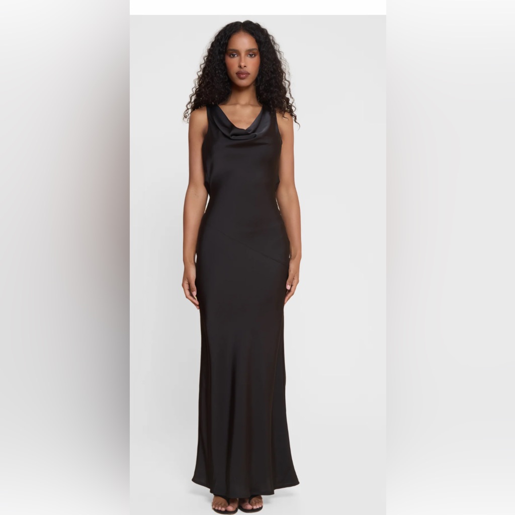 Leau - Dove Drape Satin Gown - Black